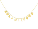 Collana con lettere in oro giallo e simboli
