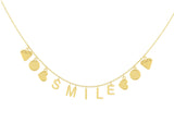 Collana con lettere in oro giallo e simboli