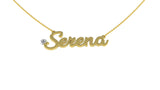 Collana con scritta in corsivo personalizzata con diamante in oro giallo
