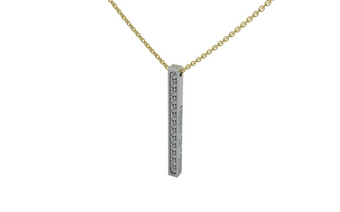 Halskette mit dreidimensionalem Anhänger in Gold, personalisierbar mit Diamant-Pavé