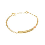 Personalisiertes Armband für Mädchen in Gold und rosa Koralle